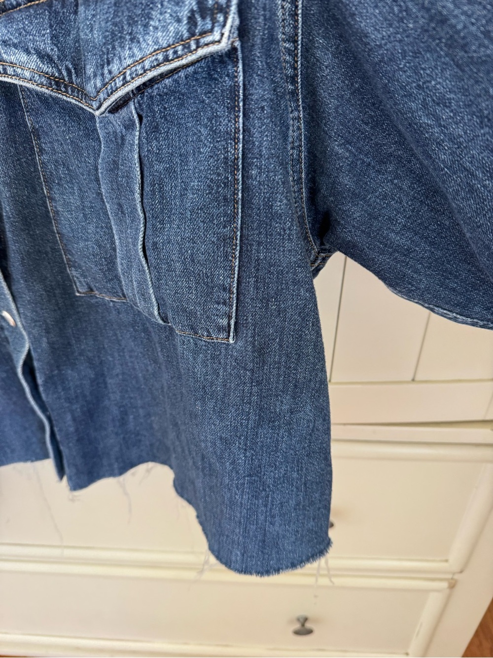 Agolde Dark Blue Cropped Denim shirt - Picture 2 of 8
